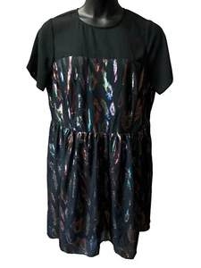 Modcloth Black Colorful Metallic Short Sleeve Dress Women’s Size 20W NWT - Picture 1 of 7
