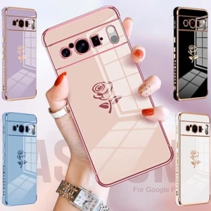 For Google Pixel 8 Pro 8 7A Plating Rose Shockproof Camera Protection Case Cover - Picture 1 of 13