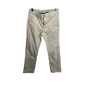 IZOD Boys Flat Front Chino Khaki Pants 12 Straight Leg Casual Uniform Cotton - Picture 1 of 5