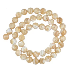15,6 Zoll Natürliche Perlmutt Muschel Runde Perlen 8 mm Hellbraun #75150 - Bild 1 von 1