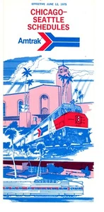 AMTRAK - CHICAGO TO SEATTLE PUBLIC TIMETABLE - 6/12/1975 - Picture 1 of 1