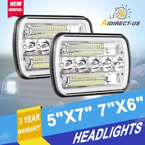 Par de faros LED 240W 5x7"" 7x6"" haz de alta velocidad Halo DRL para Jeep Cherokee XJ YJ - Imagen 1 de 10