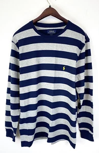 Polo Ralph Lauren Herren XXL Rugby Streifen Thermo Schlafshirt - Navy/Grau NEU - Bild 1 von 5