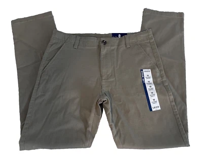 New! IZOD Boys Size 16 R Flat-Front Chino Stretch Pants 244 British Khaki - Imagem 1 de 4