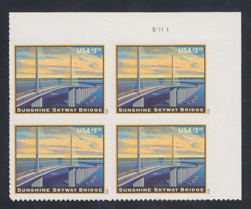 US Stamp #4649 2012 $5.15 Sunshine Skyway Bridge, VF NH Plate Block of 4 - Image 1 of 1