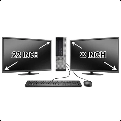 HP - Dell Desktop PC Computer Dual Core 8GB RAM DUAL 19 LCDs 1TB WiFi Windows 10 - Image 1 of 4