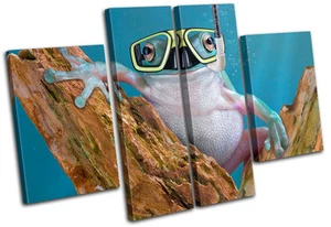 Funny Frog Animals MULTI CANVAS WALL ART Picture Print VA - Picture 1 of 1