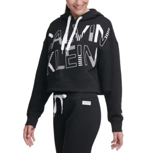 Calvin Klein Womens Performance Logo-Graphic Fleece Hoodie,Black, Size L - Picture 1 of 1