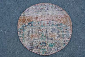 Moroccan Rugs, Vintage Rugs, Oriental Rugs, Turkish Rugs, 2.2x2.2 ft Small Rug - Picture 1 of 6