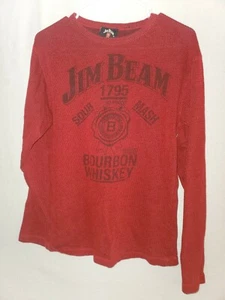 Jim Beam Mens Shirt Size L Red Sour Mash Bourban Whiskey Red Long Sleeve Thermal - Picture 1 of 4