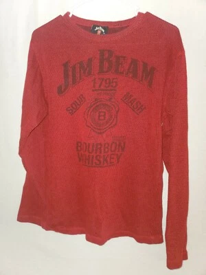 Jim Beam Mens Shirt Size L Red Sour Mash Bourban Whiskey Red Long Sleeve Thermal - Image 1 of 4