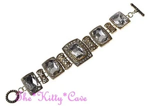 Deko Jugendstil Victorian Regency Vintage Luk Gold Rec Bleikristall Knebelarmband - Bild 1 von 2