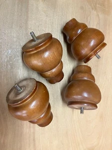 Set of (4) Bun Replacement 3.5" Across By 4" High Legs For Chair Ottoman or Sofa - Picture 1 of 2