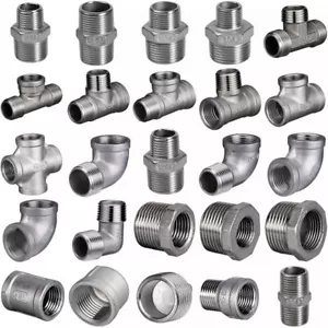 Edelstahl V2A Fittings Gewinde Fitting Kappe Winkel T-Stück Stopfen Rohrfitting - Picture 1 of 31