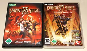 DUNGEON SIEGE II & ADD ON BROKEN WORLD - PC DVD CASE MANUAL EXTENSION GOLD - Picture 1 of 3