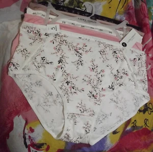 5 NEW LAURA ASHLEY LS8609 5PKHF PLUS SIZE MICROFIBER LACE TRIM BRIEF PANTIES 2X - Picture 1 of 2