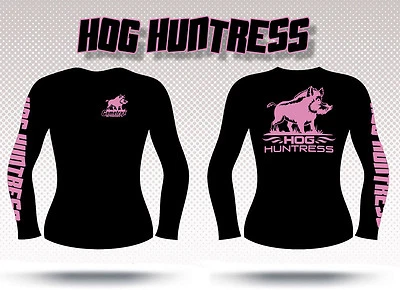 DIXIE LAND OUTDOORS Gametrax Outdoors Women's long sleeve hunting t shirt,Hog Huntress,girls hunt
