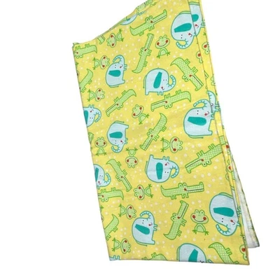 JoAnn Fabric Flannel Fabric Elephant Alligator Frog Yellow 2 Yards 44"x73" NWOT - Image 1 of 3