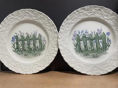 "Platos de diseño floral pintados a mano Ralph Lauren Wedgwood de 8"" blancos únicos en su clase" Foto 1 de 4