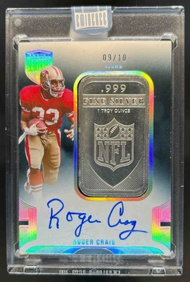 2024 Panini Eminence Roger Craig NFL Shield 签名金属条银色 #9/10 49ers — 第 1/2 张图片
