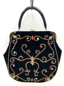 Ann Jackson Originals Handtasche schwarz Samt Perlen 12" Vintage & Geldbörse 50er 60er - Bild 1 von 24