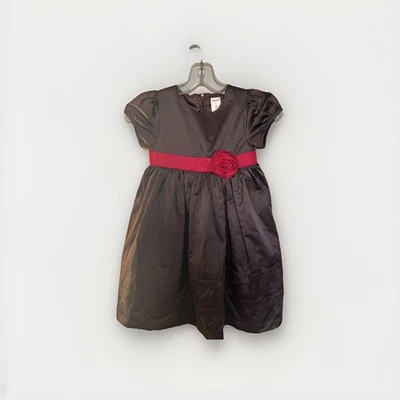 Vestido de festa de férias Gymboree marrom escuro com faixa de arco vermelho borgonha meninas 6 - Imagem 1 de 3