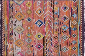 Moroccan Handmade Wool Rug 4' 0" X 5' 10" - Q23578 - Picture 1 of 7