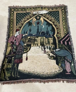 Shriners Wall Hanging Throw Blanket Tapestry Fringed Rare 60x50 Vintage - Picture 1 of 16