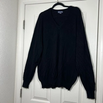 LANDS’ END Men’s Size Large 42/44 Black 100% Cashmere V-neck Sweater - Image 1 of 4