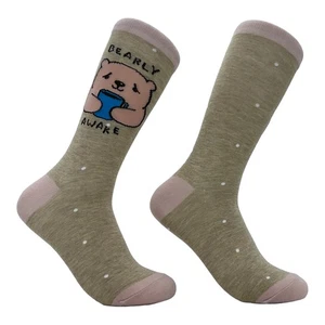 Calcetines para mujer Bearly Awake divertidos lindos calzado de broma cansado oso - Imagen 1 de 9