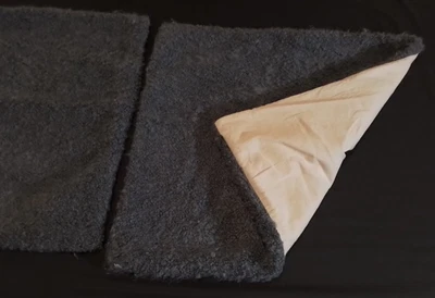 Pottery Barn Throw Pillow Cover Pair 20"x20" Navy Blue Faux Fur Wool Cozy Teddy - Image 1 of 4