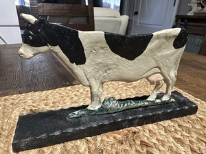 Vintage Cast Iron Holstein Cow Doorstop 10” Farmhouse Decor - Picture 1 of 17