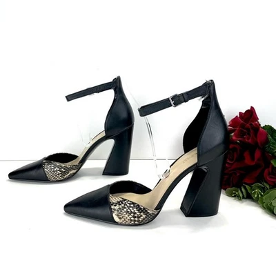 Zapatos de salón Nine West Hillianao para mujer negros talla 10 cuero correa ajustable al tobillo Foto 1 de 4