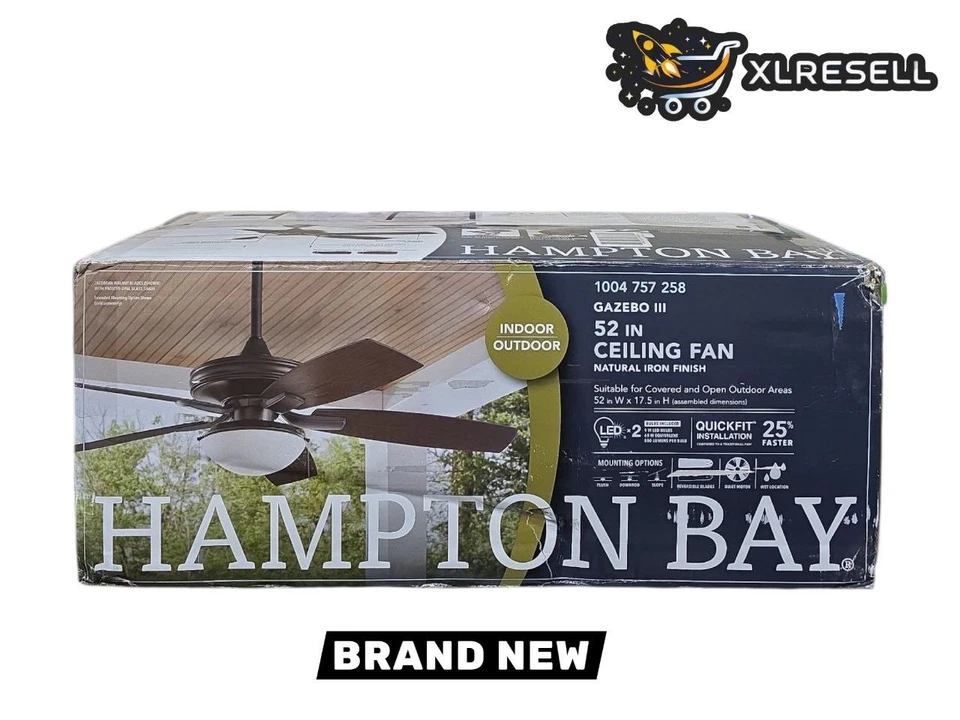 Hampton Bay Gazebo III 52 in. Indoor/Outdoor Natural Iron Ceiling Fan - Image 1 of 4