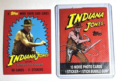 Tarjeta coleccionable 1984 Topps Indiana Jones Temple of Doom #1 tarjeta de título + envoltura de cera Mt Foto 1 de 3
