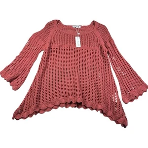 Simply Noelle Crochet Sweater Women’s Size XXL Bell Sleeve Open Knit Pullover - Picture 1 of 8