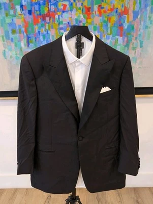 Canali Tuxedo Jacket Velvet One Button Made in Italy Black Tux 44R Wool & Silk - Image 1 of 4