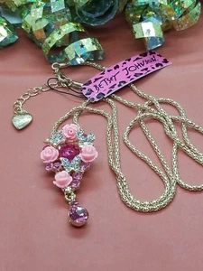 Betsey Johnson Cristal Mariposa Jardín Colgante Collar Broche Bolsa de Regalo Gratis - Imagen 1 de 7