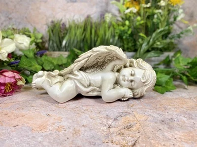 Sleeping Cherub Statue Angelic Memorial Art Sculpture Peaceful Grave Angel Decor - Image 1 of 4