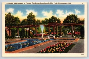 Fuente de postal, pérgola en jardín formal en Pagborn Public Park Hagerstown MD - Imagen 1 de 2