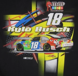Kyle Busch Mens T-Shirt (L) M&M's Racing Nascar #18 Joe Gibbs Long Sleeve Black - Picture 1 of 6