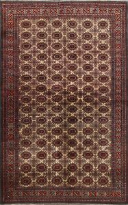 Vintage Geometric Anatolian Turkish Area Rug Hand-knotted All-Over Carpet 5x7 ft
