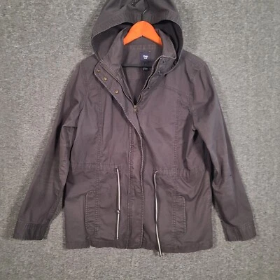 Chaqueta utilitaria grande para mujer GAP gris campo con capucha tareas cremallera completa Foto 1 de 4