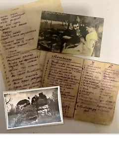 Handwritten Fortune-Telling Notebook 1940s Soviet Schoolgirl + 2Vintage Postcard - Picture 1 of 18