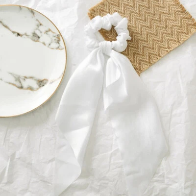 Scrunchie Bufanda Larga Satén Pelo Lazo Cola de Caballo Elástico Cinta Corbatas🎀 Foto 1 de 4