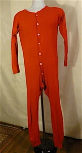 VINTAGE OLD FASHION BRAND RED LONG JOHNS 100% COTTON SIZE MEDIUM SOFT AND WARM!! - Picture 1 of 12