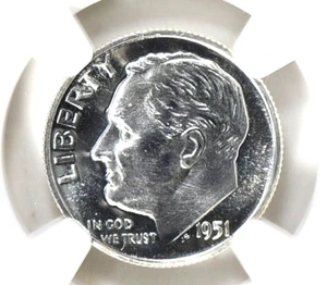1951 NGC PF68 Star Roosevelt Dime Gem Bright White Proof PR68 Star - Picture 1 of 5