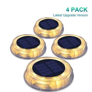 Solar Powered Deco Clear LED In-Ground Well Light Waterproof Warm White 4 Pack - Picture 1 of 15