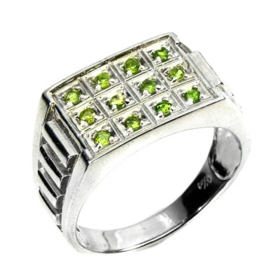 925 Sterling Silver Ring Round Chrome Diopside Natural Gemstone Jewelry - Image 1 of 4