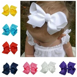 6 INCH BABY BOWS BOUTIQUE HAIR CLIP ALLIGATOR CLIPS GROSGRAIN RIBBON BOW GIRL UK - Picture 1 of 21